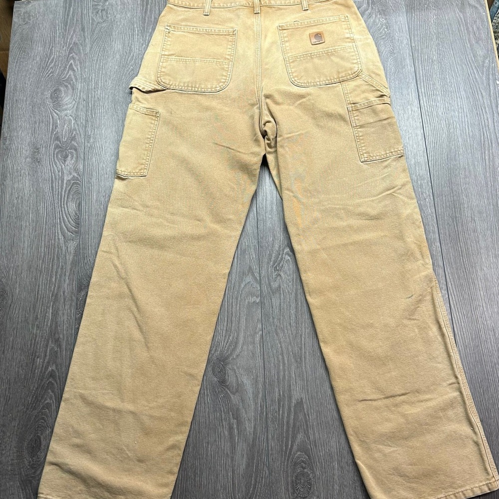 Carhartt Loose Fit Carpenter Pants 34 x 32 Tan Duck Canvas Work Trousers